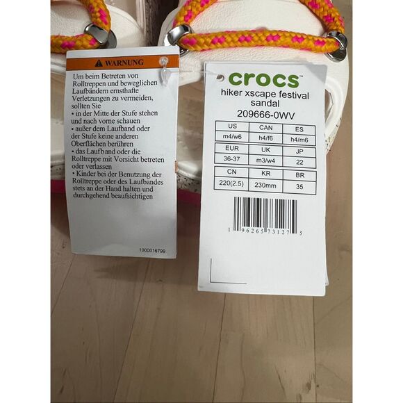 Crocs Hiker Xscape Festival Platform Sandals White Pink Women Size 6 Open Toe - Picture 12 of 14